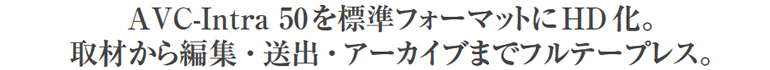 AVC-Intra 50を標準フォーマットにHD化。取材から編集・送出・アーカイブまでフルテープレス。